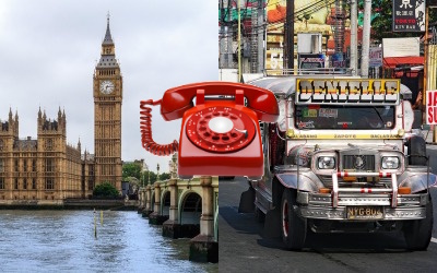 ロンドンからマニラへ電話